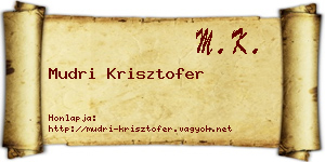 Mudri Krisztofer névjegykártya